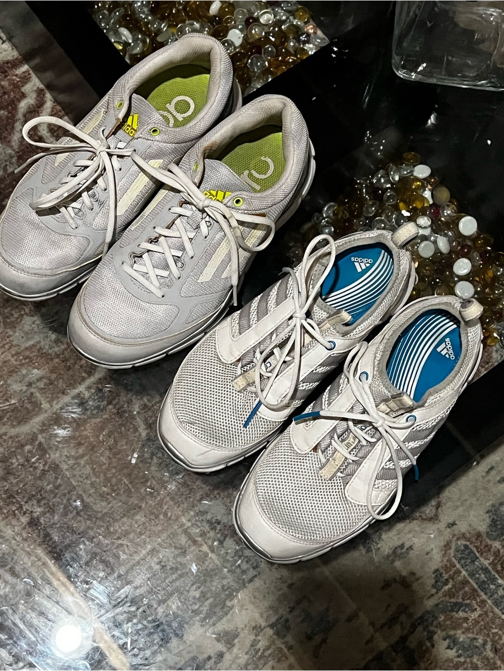 adidas Light Gray Athletic Golf Sneakers with Blue and Green Insoles $10